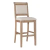 Bar Stools & Counter Height Stools-Kirkland's Home Natural Striped Upholstered Wood Frame Bar Stool Tan