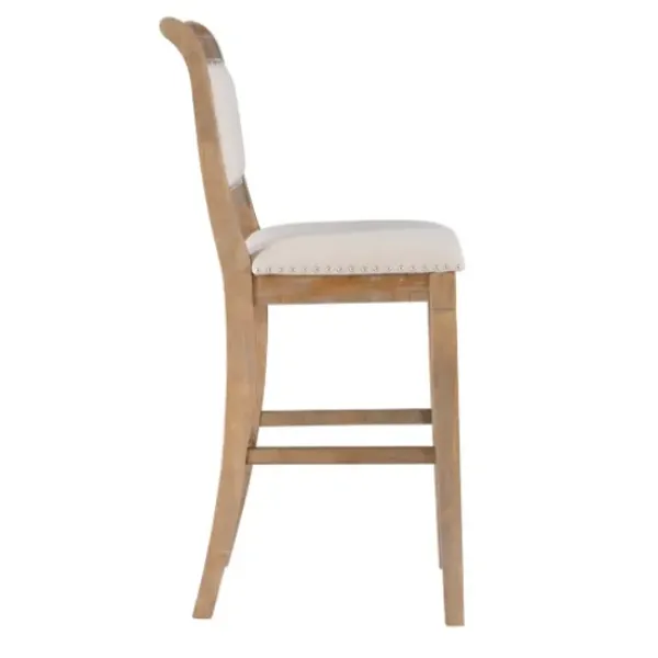 Bar Stools & Counter Height Stools-Kirkland's Home Natural Striped Upholstered Wood Frame Bar Stool Tan