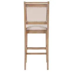 Bar Stools & Counter Height Stools-Kirkland's Home Natural Striped Upholstered Wood Frame Bar Stool Tan