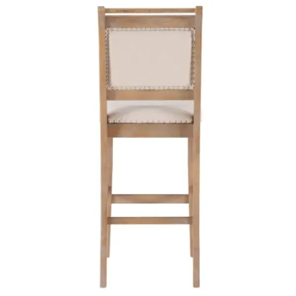 Bar Stools & Counter Height Stools-Kirkland's Home Natural Striped Upholstered Wood Frame Bar Stool Tan