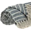 Blankets & Throws-Kirkland's Home Natural Striped Woven Tassel Throw Blue