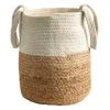 Baskets & Boxes-Kirkland's Home Natural Tan And White Jute Basket With Handles White/Tan