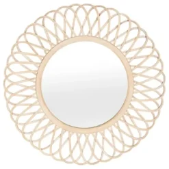 Framed Mirrors-Kirkland's Home Natural Tan Daisy Spiral Wicker Framed Mirror