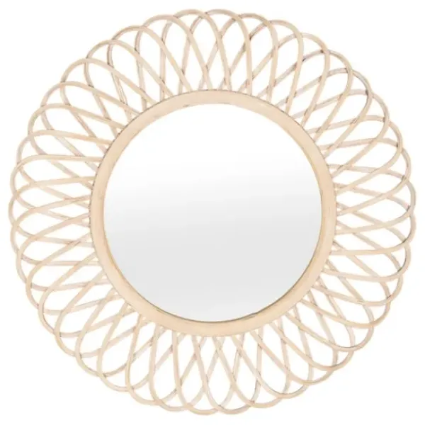 Framed Mirrors-Kirkland's Home Natural Tan Daisy Spiral Wicker Framed Mirror