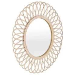 Framed Mirrors-Kirkland's Home Natural Tan Daisy Spiral Wicker Framed Mirror