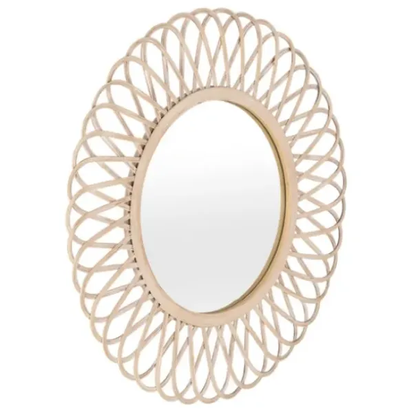 Framed Mirrors-Kirkland's Home Natural Tan Daisy Spiral Wicker Framed Mirror
