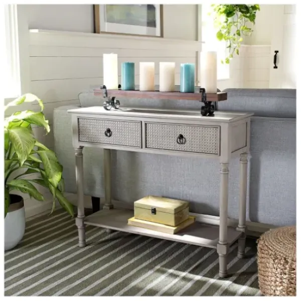 Console Tables-Kirkland's Home Natural Textured 2-Drawer Console Table Tan