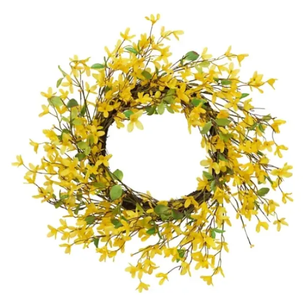 Wreaths-Kirkland's Home Natural Twig Forsythia Wreath Yellow
