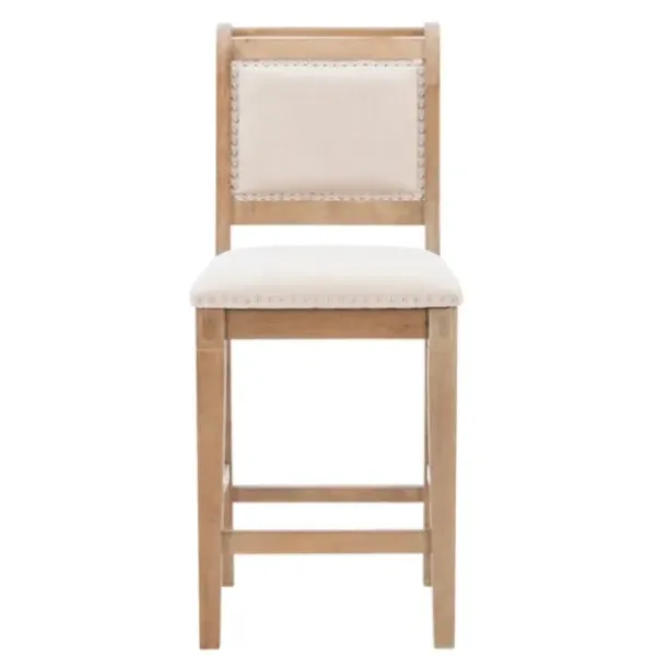 Bar Stools & Counter Height Stools-Kirkland's Home Natural Upholstered Wood Frame Counter Stool Tan