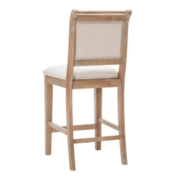 Bar Stools & Counter Height Stools-Kirkland's Home Natural Upholstered Wood Frame Counter Stool Tan