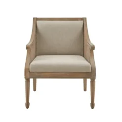 Accent Chairs-Kirkland's Home Natural Upholstery Cane Inset Accent Chair Tan