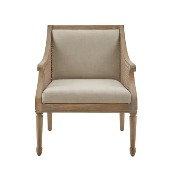 Accent Chairs-Kirkland's Home Natural Upholstery Cane Inset Accent Chair Tan