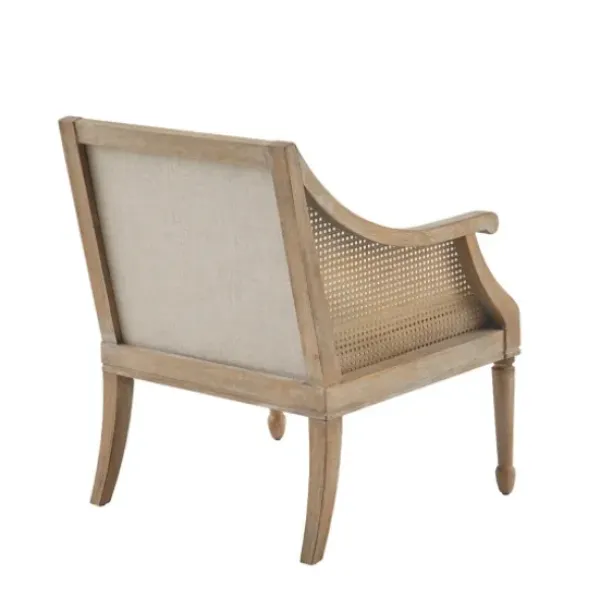 Accent Chairs-Kirkland's Home Natural Upholstery Cane Inset Accent Chair Tan