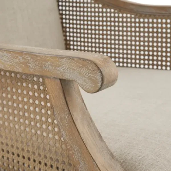 Accent Chairs-Kirkland's Home Natural Upholstery Cane Inset Accent Chair Tan