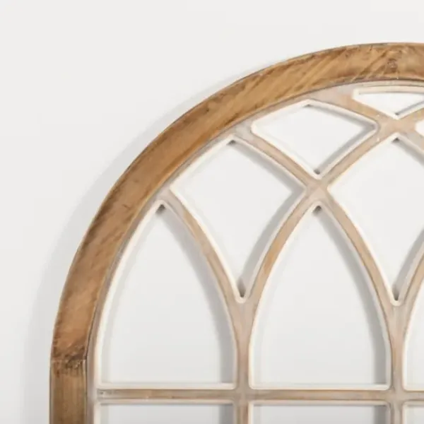 Wall Plaques-Kirkland's Home Natural Weathered Wood Window Arch Plaque Brown/White