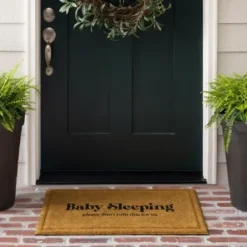 Doormats-Kirkland's Home Natural Welcome Script Doormat Brown/Black