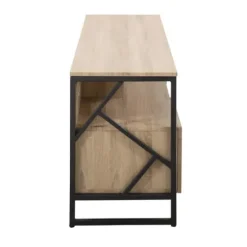 Tv Stands & Media Consoles-Kirkland's Home Natural Wood And Black Steel Media S D Tan