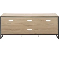 Tv Stands & Media Consoles-Kirkland's Home Natural Wood And Black Steel Media S D Tan