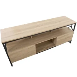 Tv Stands & Media Consoles-Kirkland's Home Natural Wood And Black Steel Media S D Tan