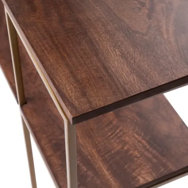 Console Tables-Kirkland's Home Natural Wood And Bronze Metal Console Table