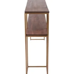 Console Tables-Kirkland's Home Natural Wood And Bronze Metal Console Table