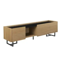 Tv Stands & Media Consoles-Kirkland's Home Natural Wood And Marble 2-Door Tv S D Tan