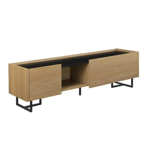 Tv Stands & Media Consoles-Kirkland's Home Natural Wood And Marble 2-Door Tv S D Tan