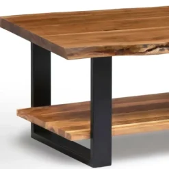 Coffee Tables-Kirkland's Home Natural Wood And Metal Coffee Table
