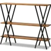 Console Tables-Kirkland's Home Natural Wood And Metal 3-Tier Console Table Brown/Black