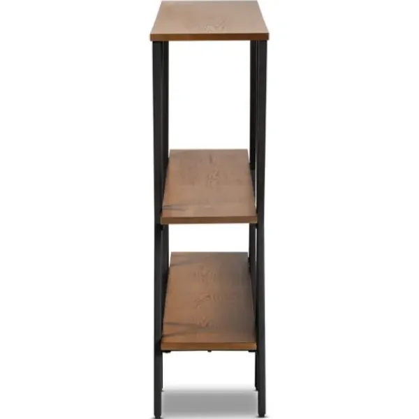 Console Tables-Kirkland's Home Natural Wood And Metal 3-Tier Console Table Brown/Black