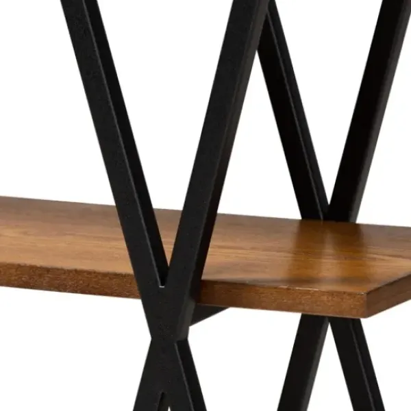Console Tables-Kirkland's Home Natural Wood And Metal 3-Tier Console Table Brown/Black
