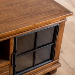 Coffee Tables-Kirkland's Home Natural Wood And Metal Window Coffee Table Brown
