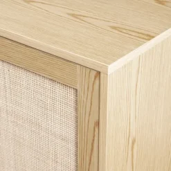 Cabinets & Sideboards-Kirkland's Home Natural Wood And Rat 3-Drawer Sideboard Tan