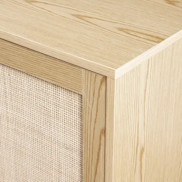 Cabinets & Sideboards-Kirkland's Home Natural Wood And Rat 3-Drawer Sideboard Tan
