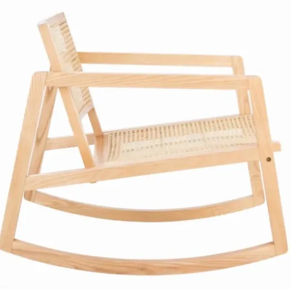 Accent Chairs-Kirkland's Home Natural Wood And Rat Rocking Chair Tan