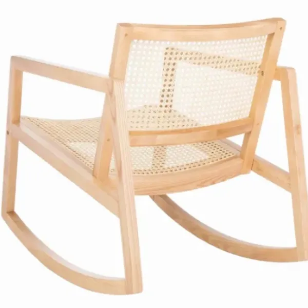 Accent Chairs-Kirkland's Home Natural Wood And Rat Rocking Chair Tan
