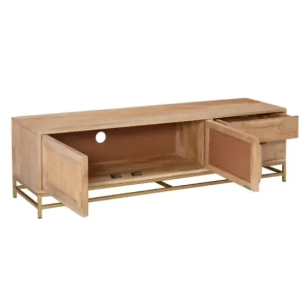 Tv Stands & Media Consoles-Kirkland's Home Natural Wood And Rat Tv S D Tan