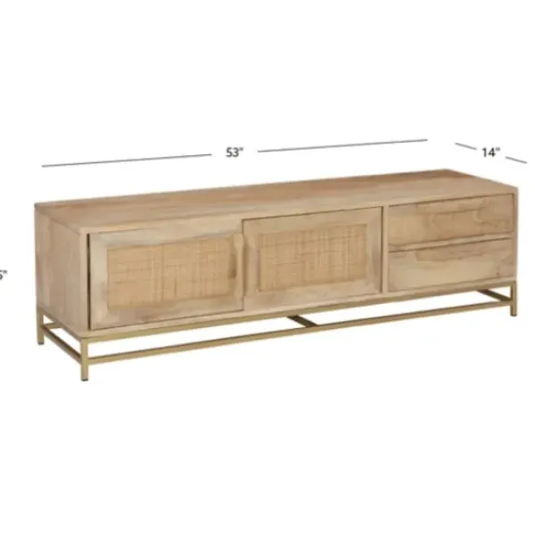 Tv Stands & Media Consoles-Kirkland's Home Natural Wood And Rat Tv S D Tan