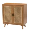 Cabinets & Sideboards-Kirkland's Home Natural Wood And Rattan 2-Door Cabinet Brown