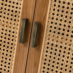 Cabinets & Sideboards-Kirkland's Home Natural Wood And Rattan 2-Door Cabinet Brown