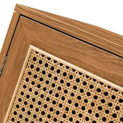 Cabinets & Sideboards-Kirkland's Home Natural Wood And Rattan 2-Door Cabinet Brown