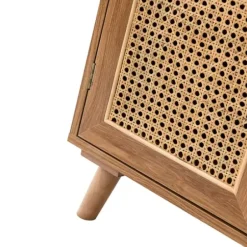 Cabinets & Sideboards-Kirkland's Home Natural Wood And Rattan 2-Door Cabinet Brown
