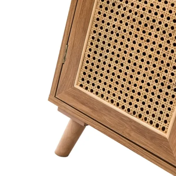 Cabinets & Sideboards-Kirkland's Home Natural Wood And Rattan 2-Door Cabinet Brown
