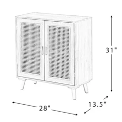 Cabinets & Sideboards-Kirkland's Home Natural Wood And Rattan 2-Door Cabinet Brown