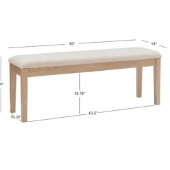 Benches & Ottomans-Kirkland's Home Natural Wood And Upholstered Seat Bench Tan
