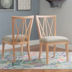 Dining Chairs-Kirkland's Home Natural Wood Architectural Dining Chairs, Set Of 2 Tan