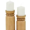 Candle Holders-Kirkland's Home Natural Wood Beaded Candle Holders, Set Of 2 Tan