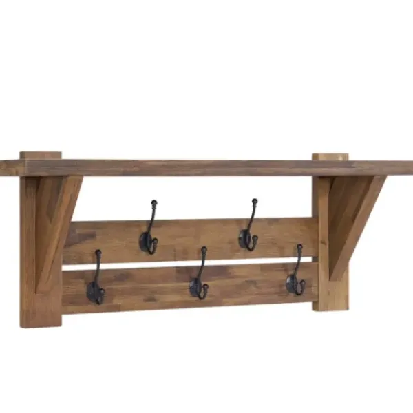 Entryway Furniture-Kirkland's Home Natural Wood Bench And Hooks 2-Pc. Hall Tree Set