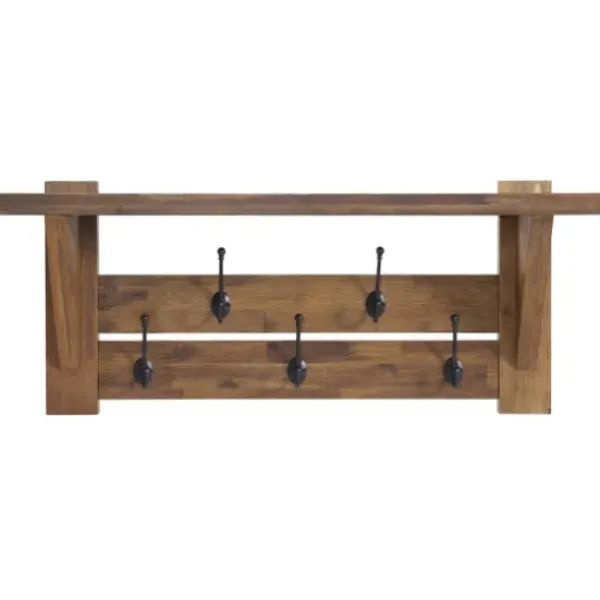 Entryway Furniture-Kirkland's Home Natural Wood Bench And Hooks 2-Pc. Hall Tree Set