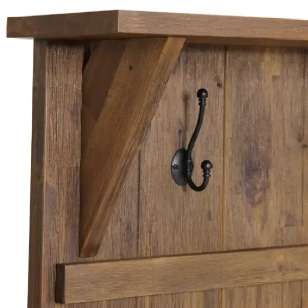 Entryway Furniture-Kirkland's Home Natural Wood Bench And Hooks 2-Pc. Hall Tree Set